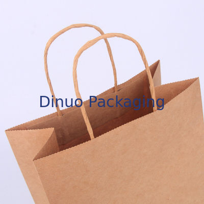 لوگوی سفارشی قهوه ای هدیه خرید کیسه کاغذی کرافت با دسته کیسه تحویل قهوه