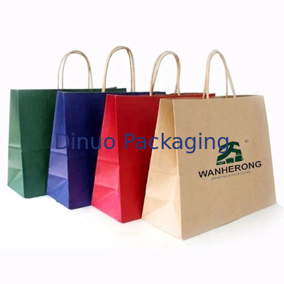 خرید بازیافتی کیسه کاغذی قهوه ای کرافت دستگیره مسطح بسته بندی مواد غذایی کیسه های حمل