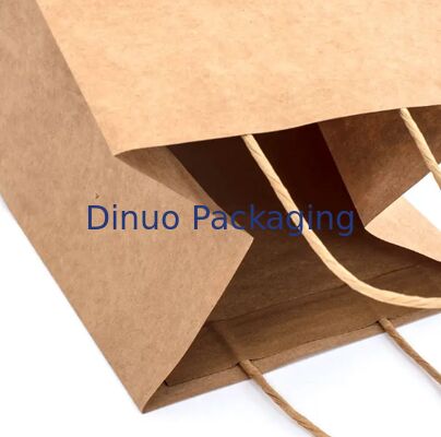 Recyclable Brown Kraft Paper Tote Bag With Paper Handles Lightweight Disposable Bag For Packaging