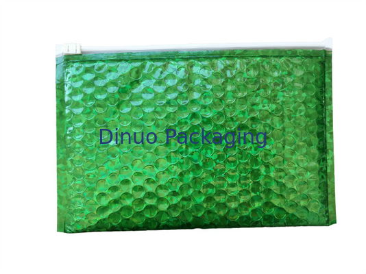 کیسه های حباب ضد آب زیپ ضد آب / فلزی سبز براق فلزی Holographic 300x250mm Ziplock فویل حباب حباب